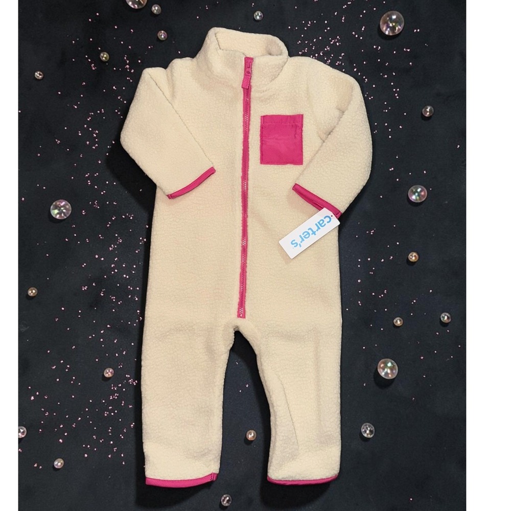 Carter's - Baby Girls Sherpa Fleece Jumpsuit - Size 12M - *NWT*